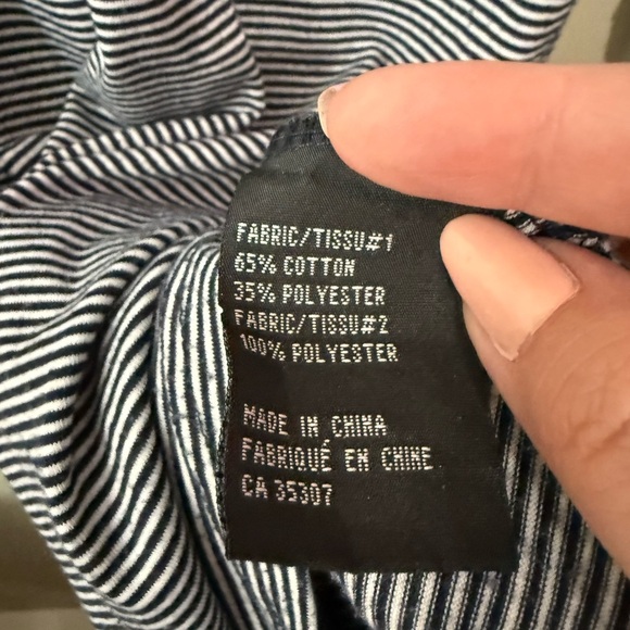 Blue and White Fitted Blouse with Sailor Collar and Tie Front - Picture 4 of 5